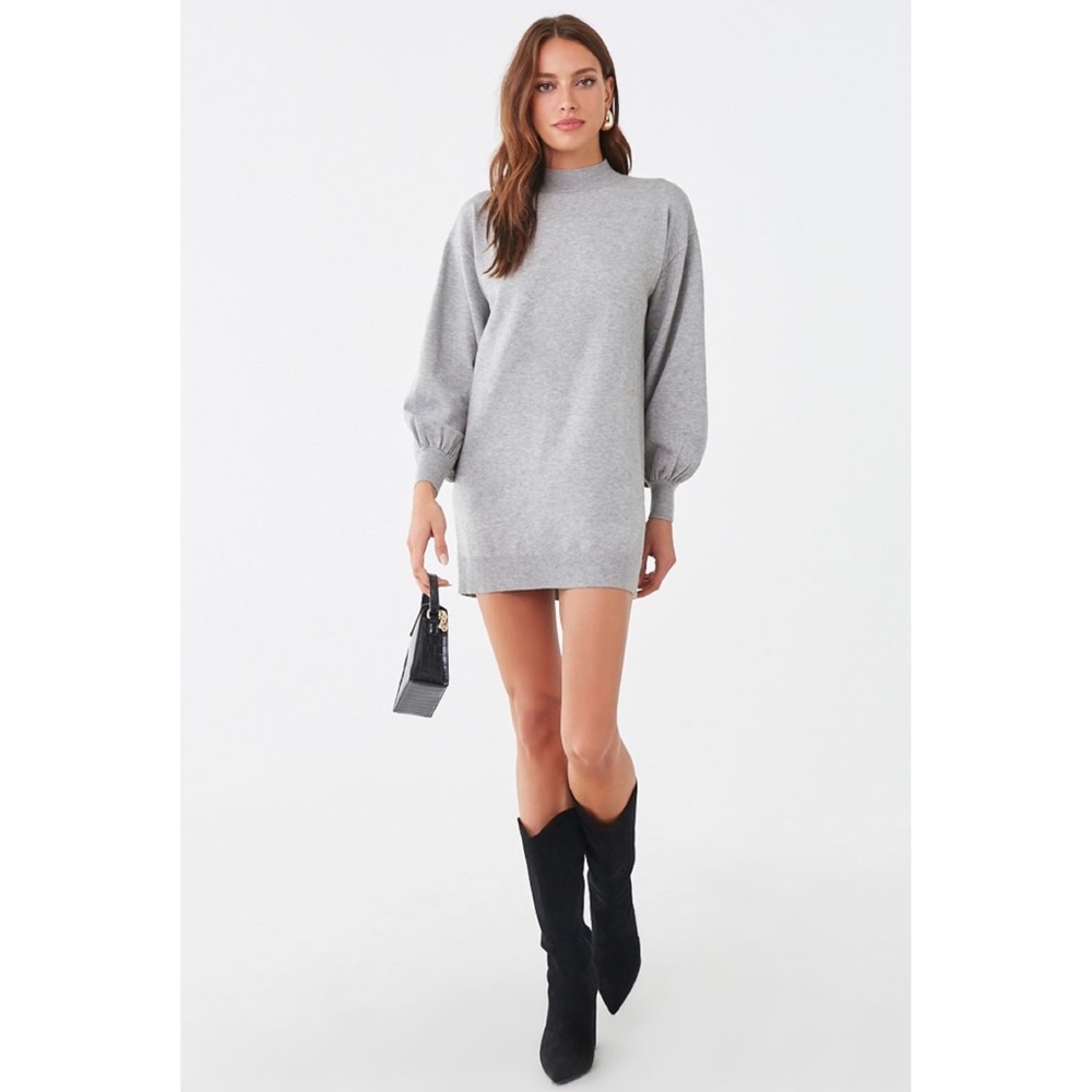 Mock Neck Sweater Dress in Pink